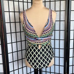 Trina Turk One Piece Multicolored Swimsuit with Cutouts and Back Tie 12